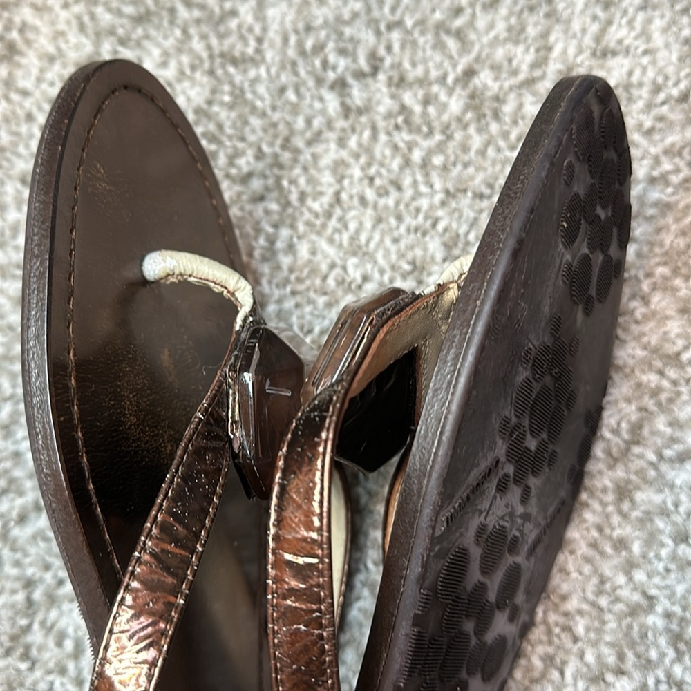 Jimmy Choo Size 38.5 Made in Italy Brown Flip Flop Sandals AS IS - Picture 9 of 11